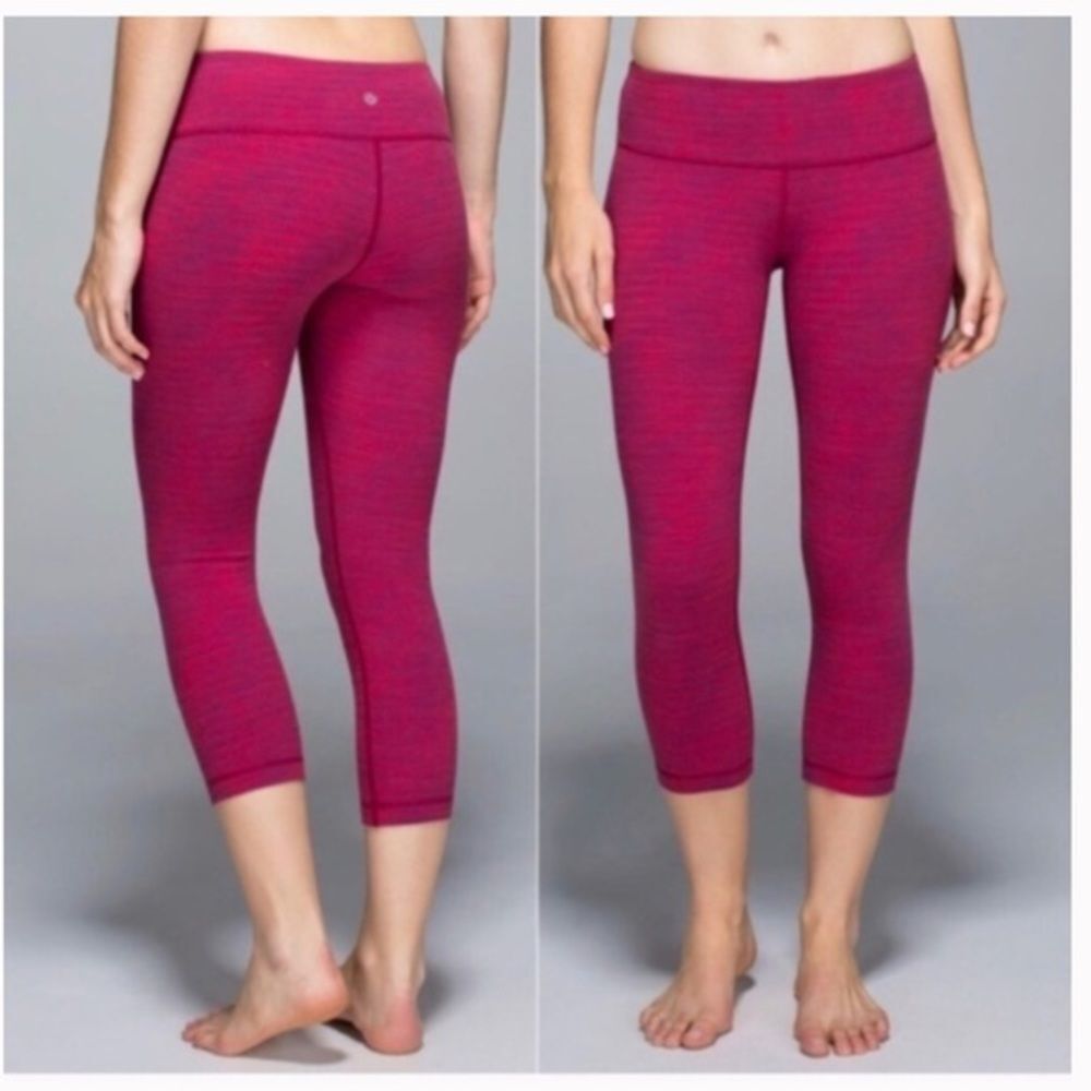 Lululemon Wunder Under Crop II Legging 6 Space Dye Bumble Berry Flaming Tomato
